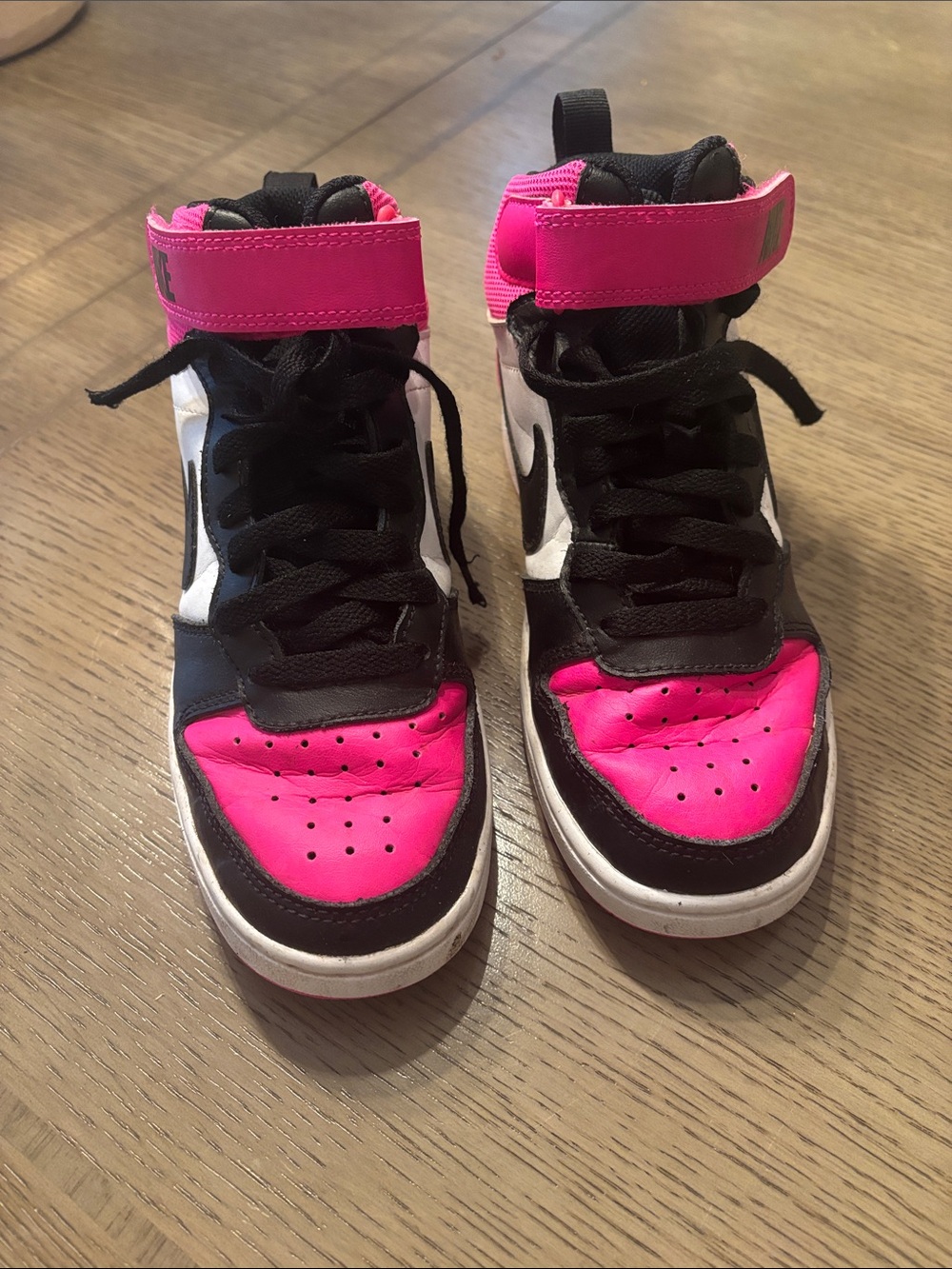Nike Kids High-Top Sneakers in Hot Pink and Black